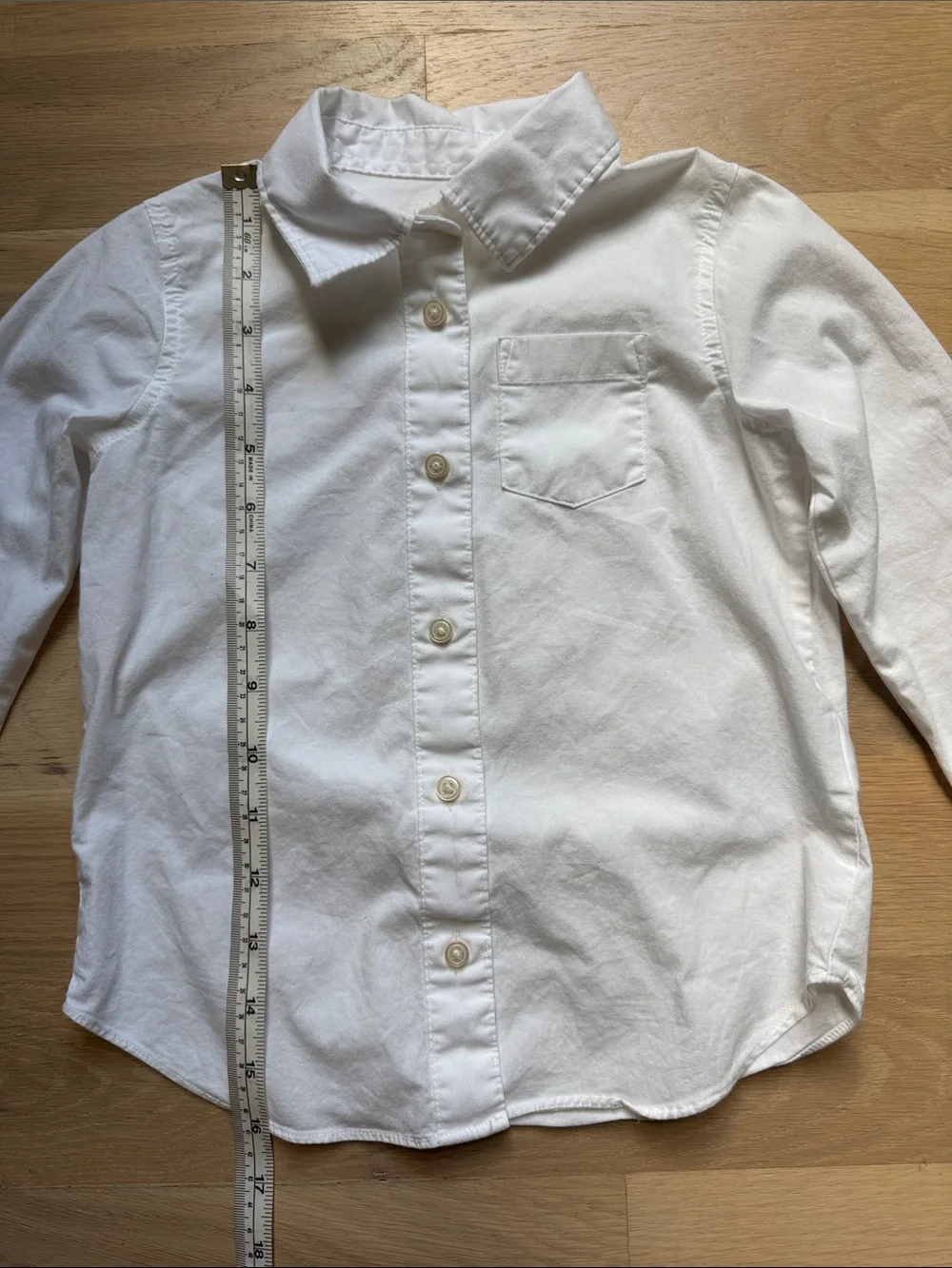 Girls’ Long Sleeve White Collar Button Up Shirt - Size 4-5